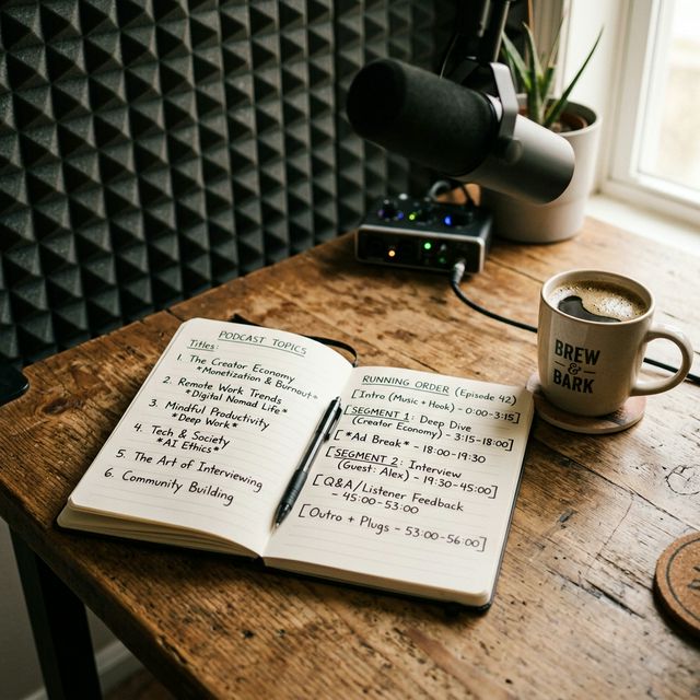 Escaleta y preparación de temas de podcast